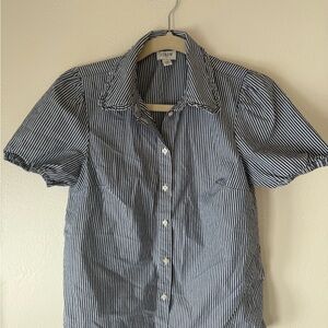 J. Crew Navy and White Striped Button Down Shirt